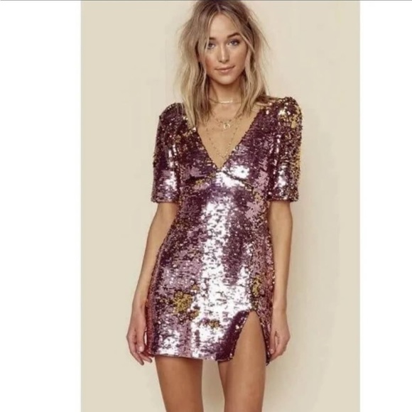 For Love And Lemons Dresses & Skirts - For love lemons glitter pink gold dress
